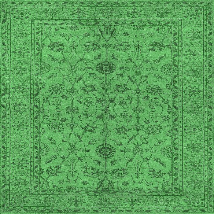 Square Oriental Emerald Green Traditional Rug, urb454emgrn