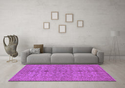 Machine Washable Oriental Purple Traditional Area Rugs in a Living Room, wshurb454pur