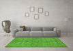 Machine Washable Oriental Green Traditional Area Rugs in a Living Room,, wshurb454grn