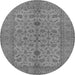 Round Machine Washable Oriental Gray Traditional Rug, wshurb454gry