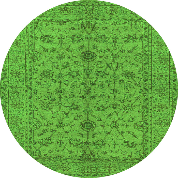 Round Oriental Green Traditional Rug, urb454grn