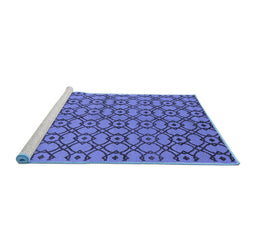 Sideview of Machine Washable Oriental Blue Industrial Rug, wshurb455blu
