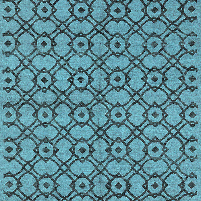 Machine Washable Oriental Light Blue Industrial Rug, wshurb455lblu