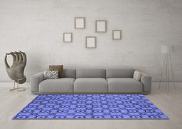 Machine Washable Oriental Blue Industrial Rug in a Living Room, wshurb455blu