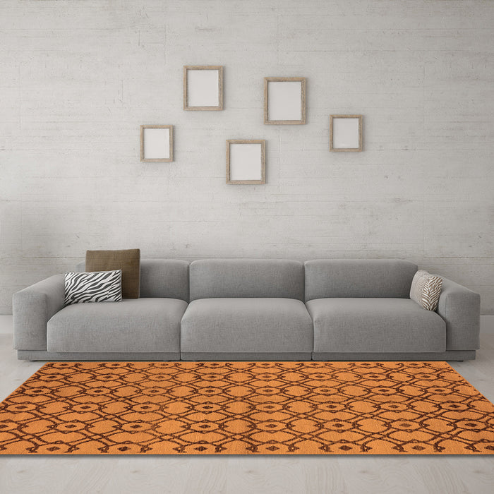 Machine Washable Oriental Orange Industrial Area Rugs in a Living Room, wshurb455org