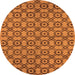 Round Machine Washable Oriental Orange Industrial Area Rugs, wshurb455org