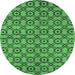 Round Machine Washable Oriental Emerald Green Industrial Area Rugs, wshurb455emgrn