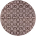 Round Mid-Century Modern Khaki Rose Pink Oriental Rug, urb455