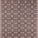 Square Mid-Century Modern Khaki Rose Pink Oriental Rug, urb455