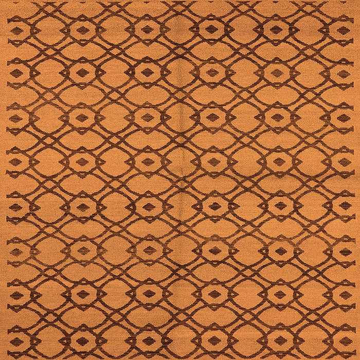 Square Machine Washable Oriental Orange Industrial Area Rugs, wshurb455org