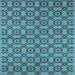 Square Machine Washable Oriental Light Blue Industrial Rug, wshurb455lblu