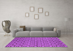 Machine Washable Oriental Purple Industrial Area Rugs in a Living Room, wshurb455pur