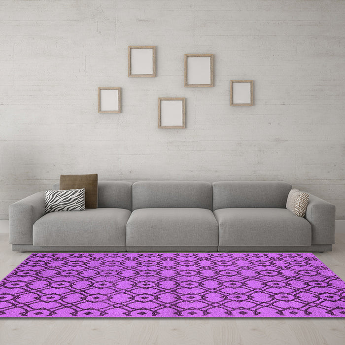 Machine Washable Oriental Purple Industrial Area Rugs in a Living Room, wshurb455pur