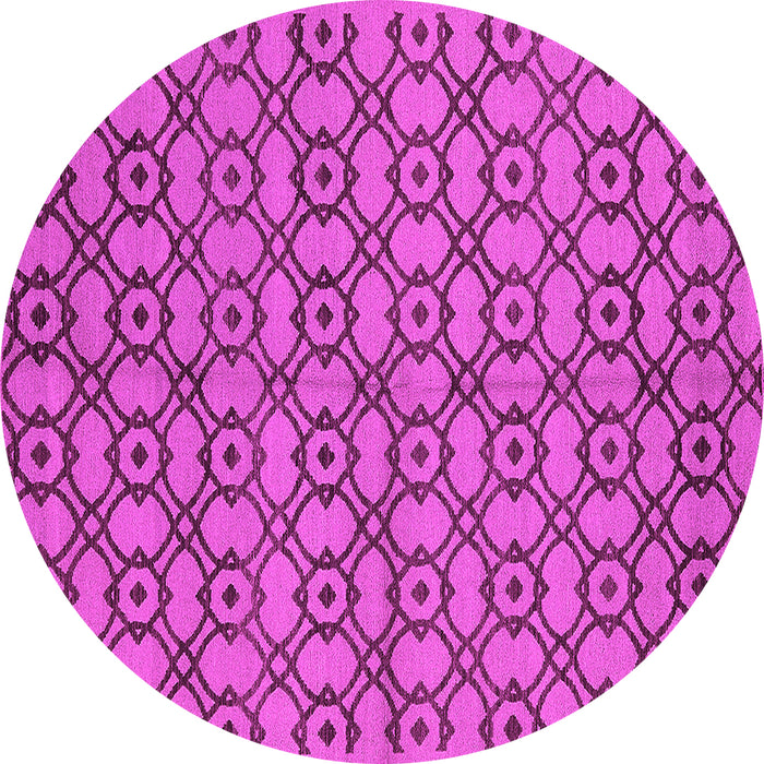 Round Machine Washable Oriental Pink Industrial Rug, wshurb455pnk