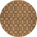 Round Machine Washable Oriental Brown Industrial Rug, wshurb455brn