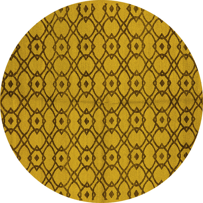 Round Machine Washable Oriental Yellow Industrial Rug, wshurb455yw