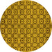 Round Machine Washable Oriental Yellow Industrial Rug, wshurb455yw