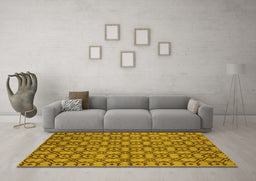 Machine Washable Oriental Yellow Industrial Rug in a Living Room, wshurb455yw