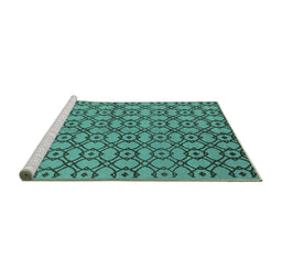 Sideview of Machine Washable Oriental Turquoise Industrial Area Rugs, wshurb455turq