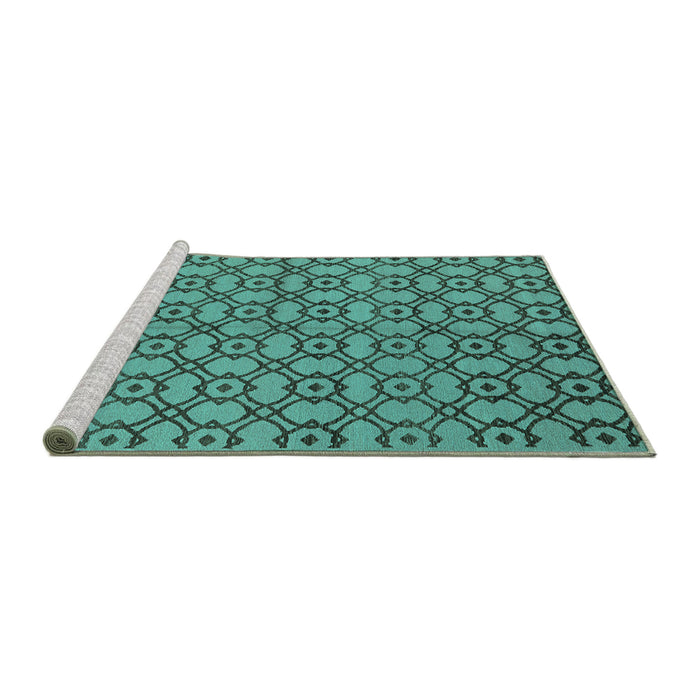 Sideview of Machine Washable Oriental Turquoise Industrial Area Rugs, wshurb455turq