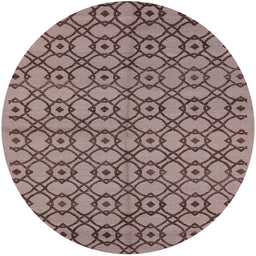 Round Machine Washable Industrial Modern Khaki Rose Pink Rug, wshurb455