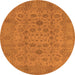 Round Machine Washable Oriental Orange Industrial Area Rugs, wshurb456org