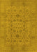 Machine Washable Oriental Yellow Industrial Rug, wshurb456yw