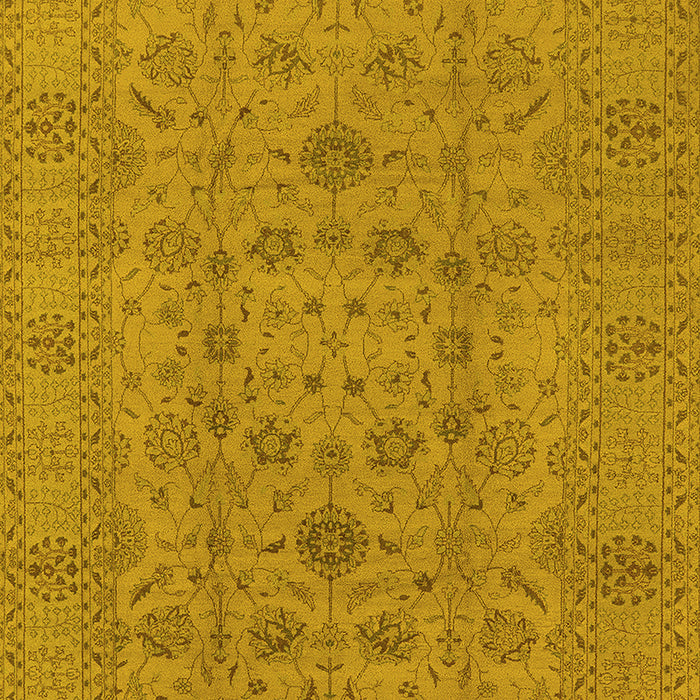 Machine Washable Oriental Yellow Industrial Rug, wshurb456yw