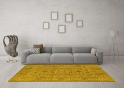 Machine Washable Oriental Yellow Industrial Rug in a Living Room, wshurb456yw