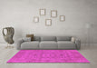 Machine Washable Oriental Pink Industrial Rug in a Living Room, wshurb456pnk