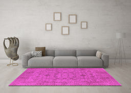 Machine Washable Oriental Pink Industrial Rug in a Living Room, wshurb456pnk