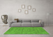 Machine Washable Oriental Green Industrial Area Rugs in a Living Room,, wshurb456grn