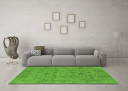 Machine Washable Oriental Green Industrial Area Rugs in a Living Room,, wshurb456grn