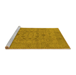 Sideview of Machine Washable Oriental Yellow Industrial Rug, wshurb456yw