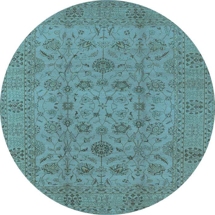 Round Oriental Light Blue Industrial Rug, urb456lblu