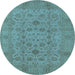 Round Oriental Light Blue Industrial Rug, urb456lblu