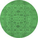 Round Oriental Emerald Green Industrial Rug, urb456emgrn