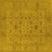 Square Machine Washable Oriental Yellow Industrial Rug, wshurb456yw