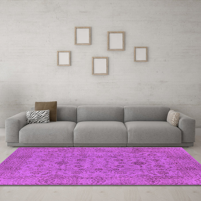 Machine Washable Oriental Purple Industrial Area Rugs in a Living Room, wshurb456pur