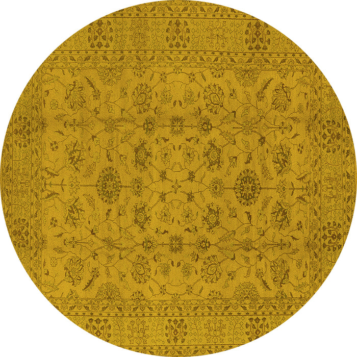 Round Oriental Yellow Industrial Rug, urb456yw