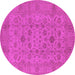 Round Oriental Pink Industrial Rug, urb456pnk