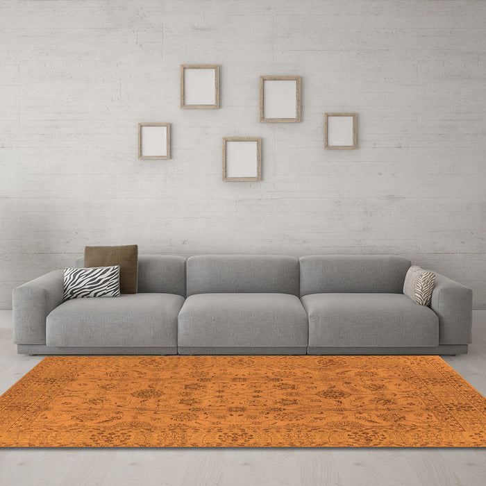 Machine Washable Oriental Orange Industrial Area Rugs in a Living Room, wshurb456org