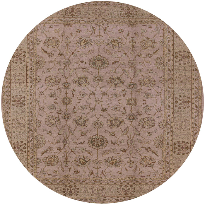 Round Mid-Century Modern Light Copper Gold Oriental Rug, urb456