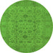 Round Oriental Green Industrial Rug, urb456grn