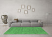 Machine Washable Oriental Emerald Green Industrial Area Rugs in a Living Room,, wshurb456emgrn