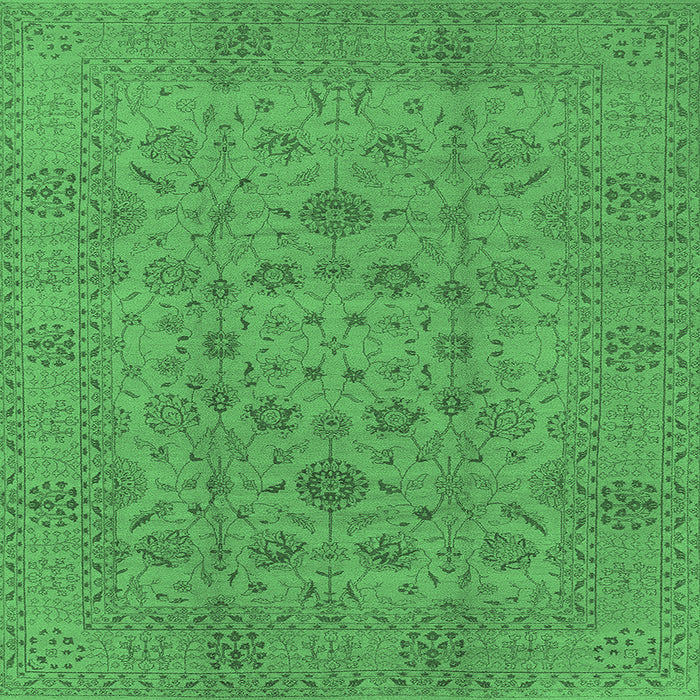 Square Oriental Emerald Green Industrial Rug, urb456emgrn