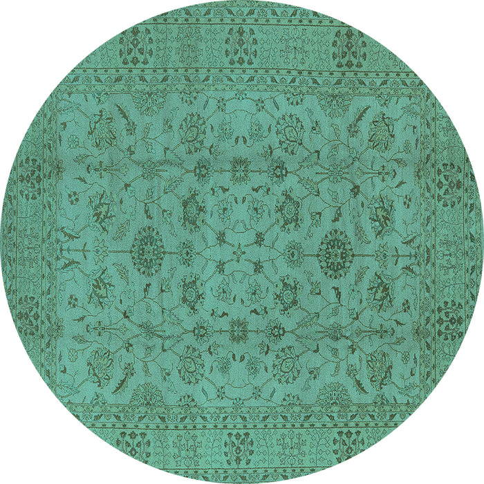 Round Oriental Turquoise Industrial Rug, urb456turq