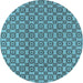 Round Machine Washable Oriental Light Blue Industrial Rug, wshurb457lblu