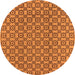 Round Machine Washable Oriental Orange Industrial Area Rugs, wshurb457org