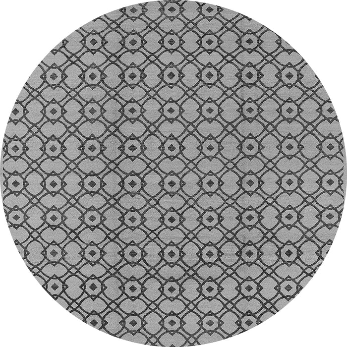 Round Machine Washable Oriental Gray Industrial Rug, wshurb457gry